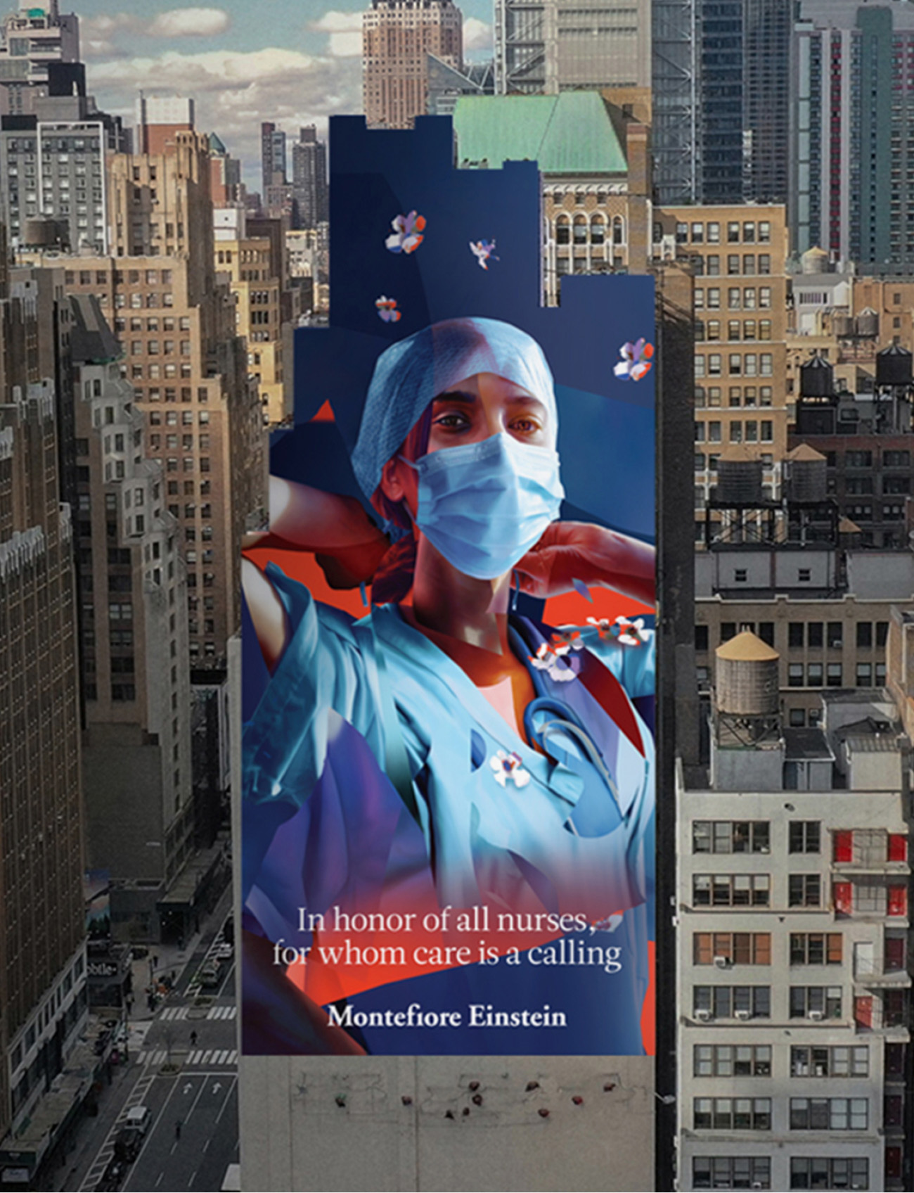 Nurse poster on side of building