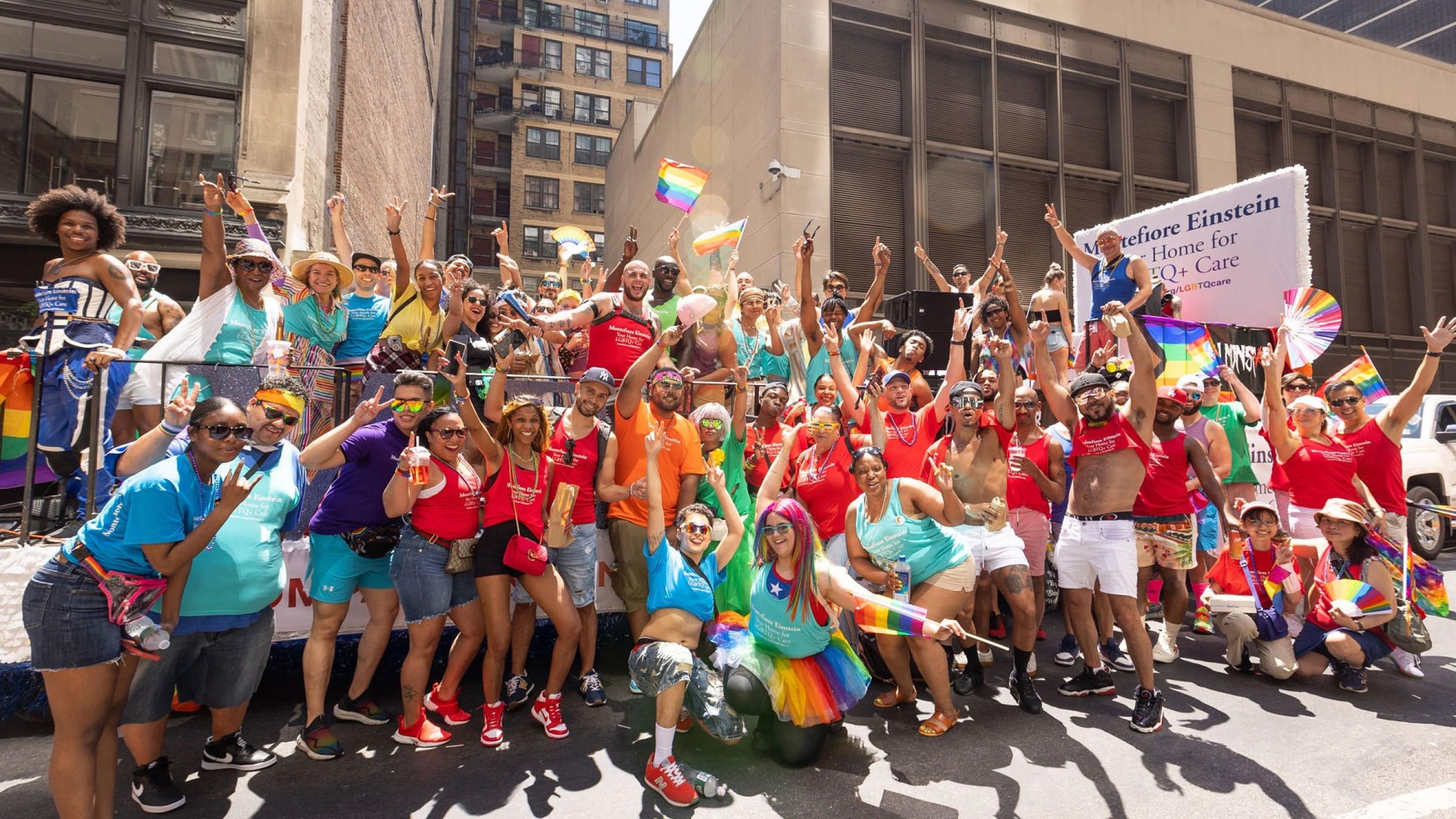 People posing for pride parade