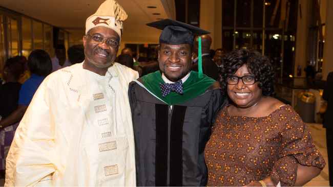 Dr. Essien with his parents