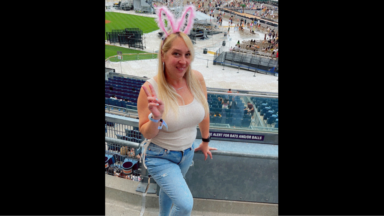 Woman wearing bunny ears