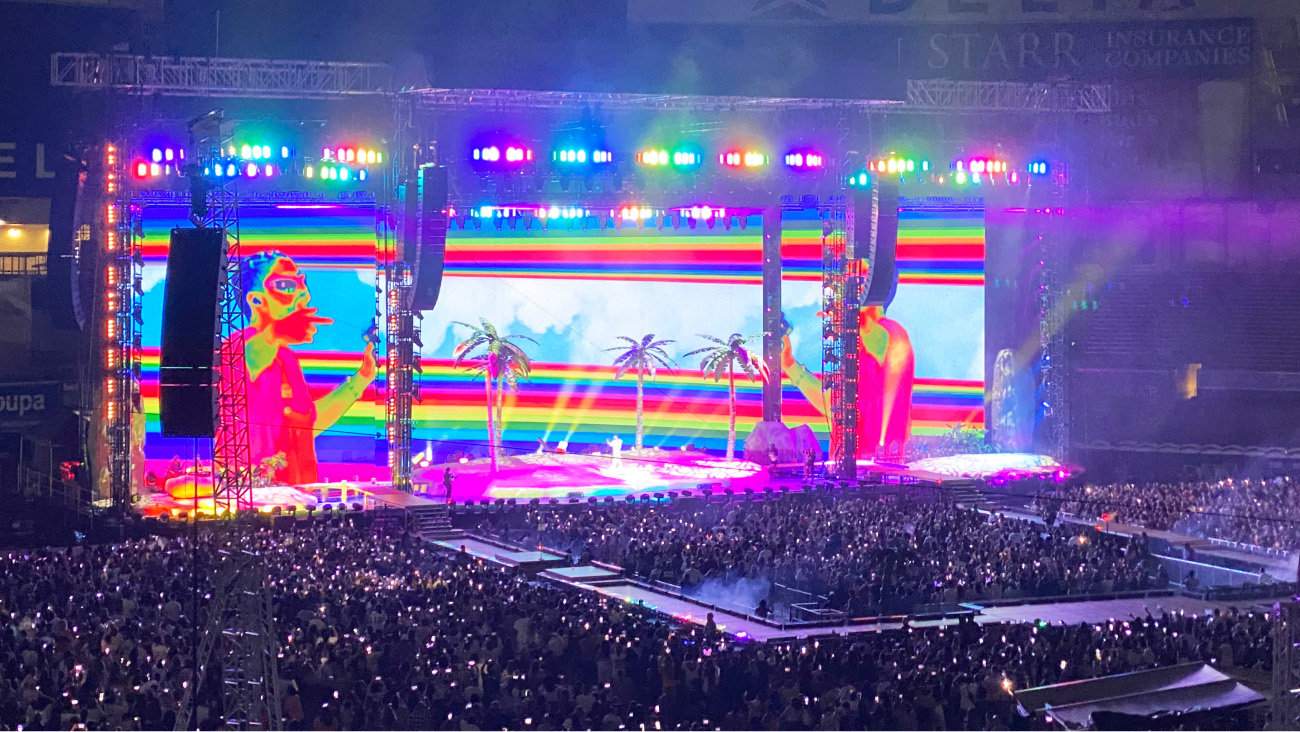 Multicolored lighting at concert stage