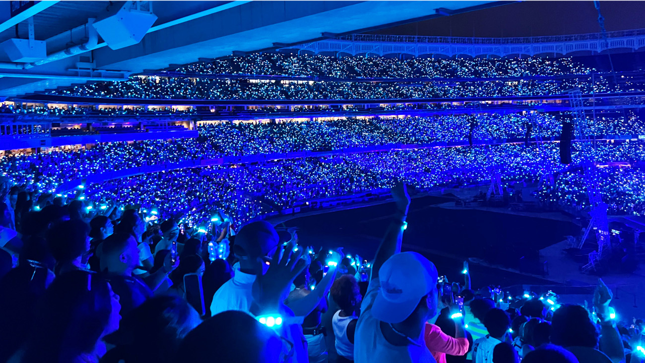 Stadium concert in blue light