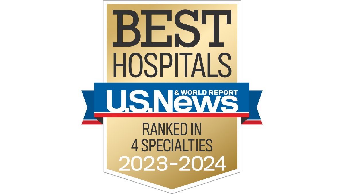US News and World Report ranked in 4 Specialties, 2023-2024 badge