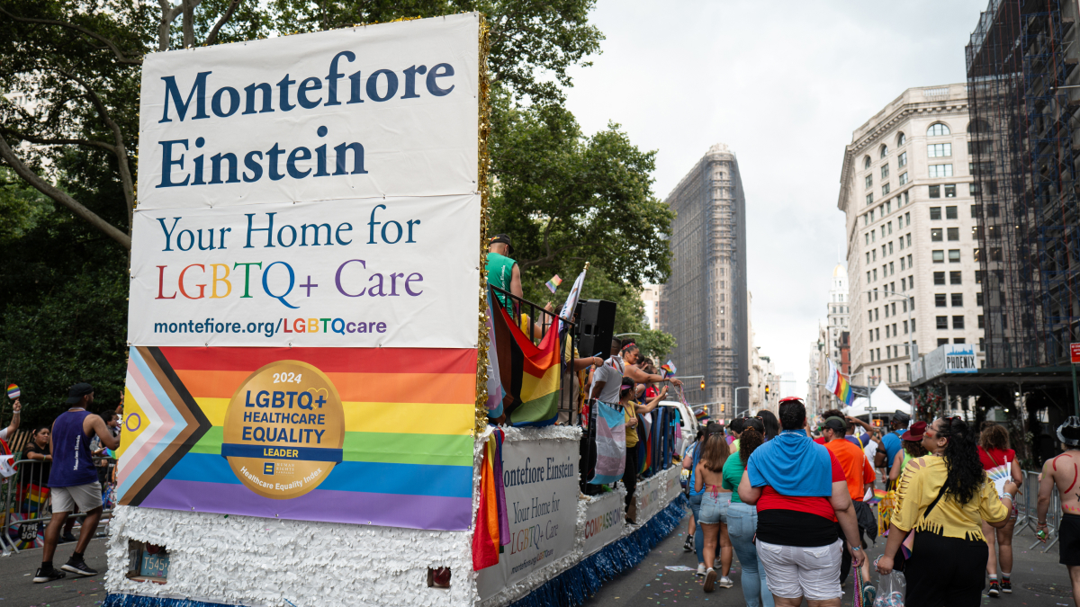 A banner reading "Montefiore Einstein - Your Home for LGBTQ+ Care".