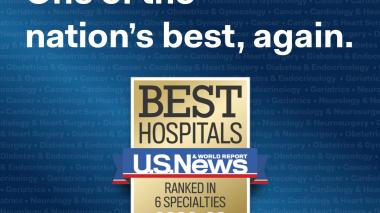 US News Best Hospitals Badge - Ranked in 6 Specialties 2022-23