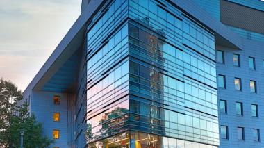 Montefiore Hospital building at sunset