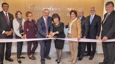 The ribbon being cut for the new Montefiore Einstein Breast Care Center.