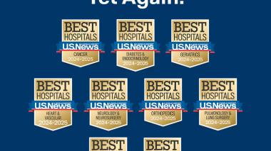 9 U.S. News and World Report Best Hospitals award badges